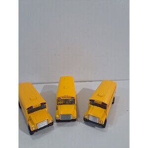 3 Die Cast 5 Inch School Bus w/ Pull Back Motors